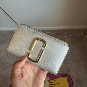 Marc Jacobs Silver Wallet with Gold Accent